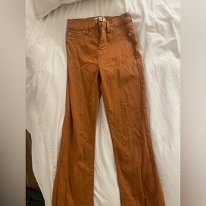 7 For All Mankind High Waist Slim in Coated Brown / Orange / Ginger Size 26